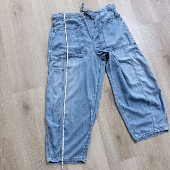 WE THE FREE Silverton Puddle Pull On Barrel Jeans Blue Relaxed Fit Denim L NWT - Picture 10 of 16